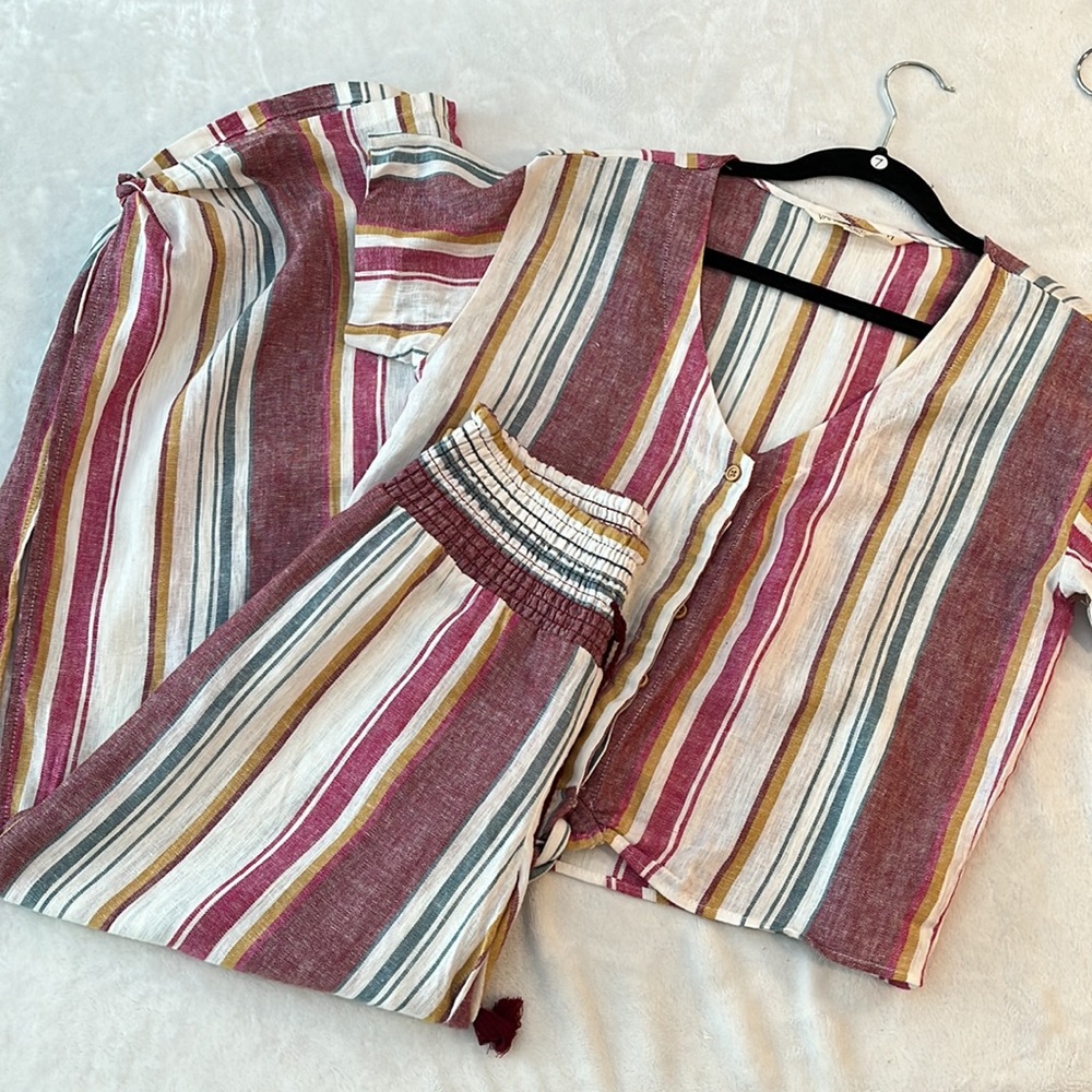 VanillaStar 2 piece pants set striped sz Med questions? Comment below EUC B2